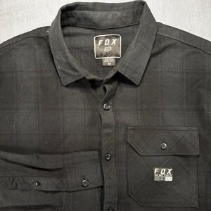 Fox Racing Men's Black Plaid Long Sleeve Button Up Shirt Size M Motorsports